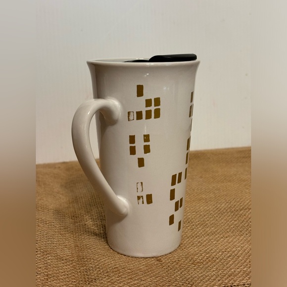 Starbucks | Holiday Gold Tree | Ceramic Travel Tumbler Tall Mug with Lid 2014 - Picture 4 of 14